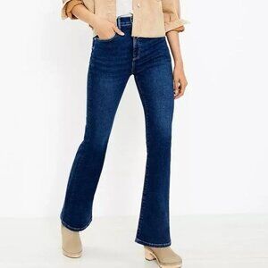 LOFT Curvy Slim Flare Leg Jeans Dark Wash High Rise Stretch Denim Size 29